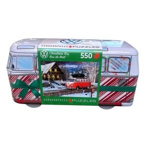 Eurographics VW Christmas Bus 550 Piece Jigsaw Puzzle in Collectible Bus Tin